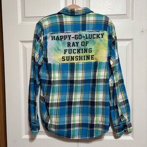Upcycled Happy Go Lucky Flannel Shirt